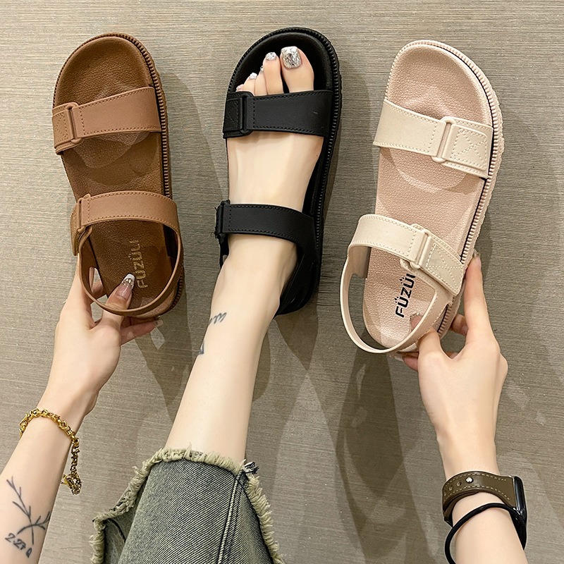 Velcro Strap Sandal - Letnie sandały damskie - modne płaskie