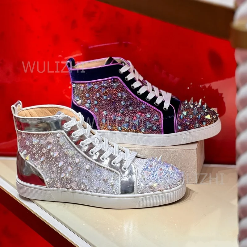 Men Shoes Red Tape - Ciemnofioletowe sneakersy męskie z kryształowymi nitami,